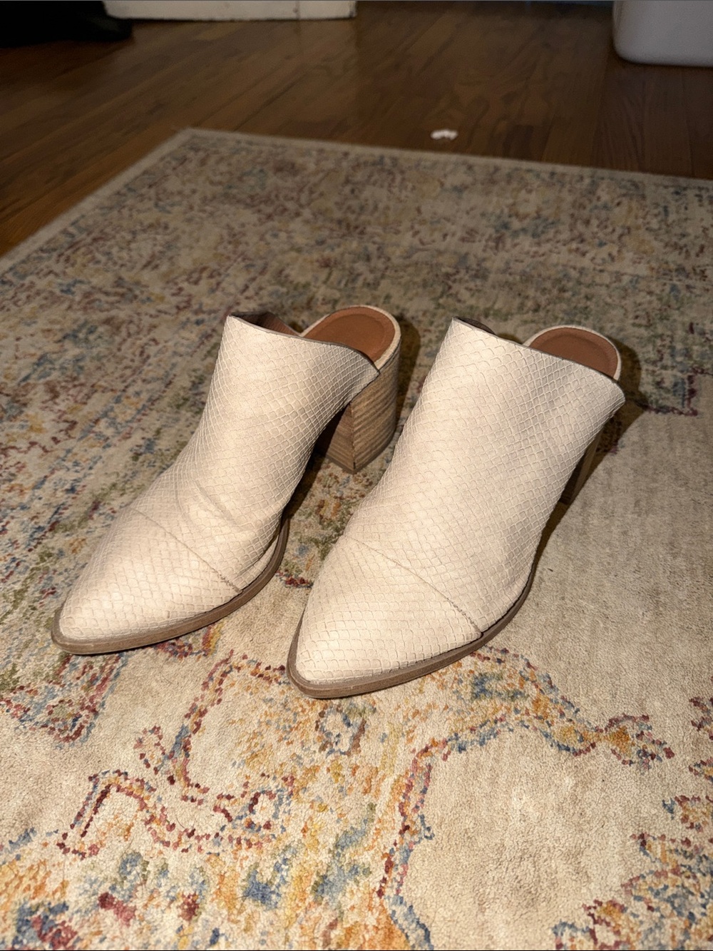 Report Cream Textured Mule Heels